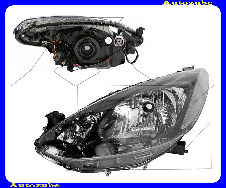Fényszóró bal (H4) fekete házas motorral {TYC} Fényszóró bal (H4) fekete házas motorral {TYC}