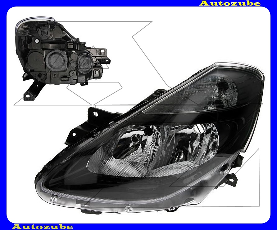 Fényszóró bal fekete házas (H7/H7) motorral {TYC} Fényszóró bal fekete házas (H7/H7) motorral {TYC}