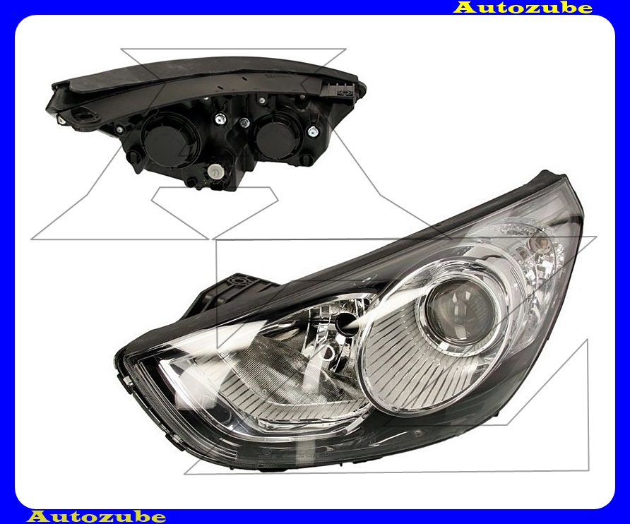 Fényszóró bal (H7/H7) fekete házas, motorral {TYC} /RENDELÉSRE/ Fényszóró bal (H7/H7) fekete házas, motorral {TYC} /RENDELÉSRE/