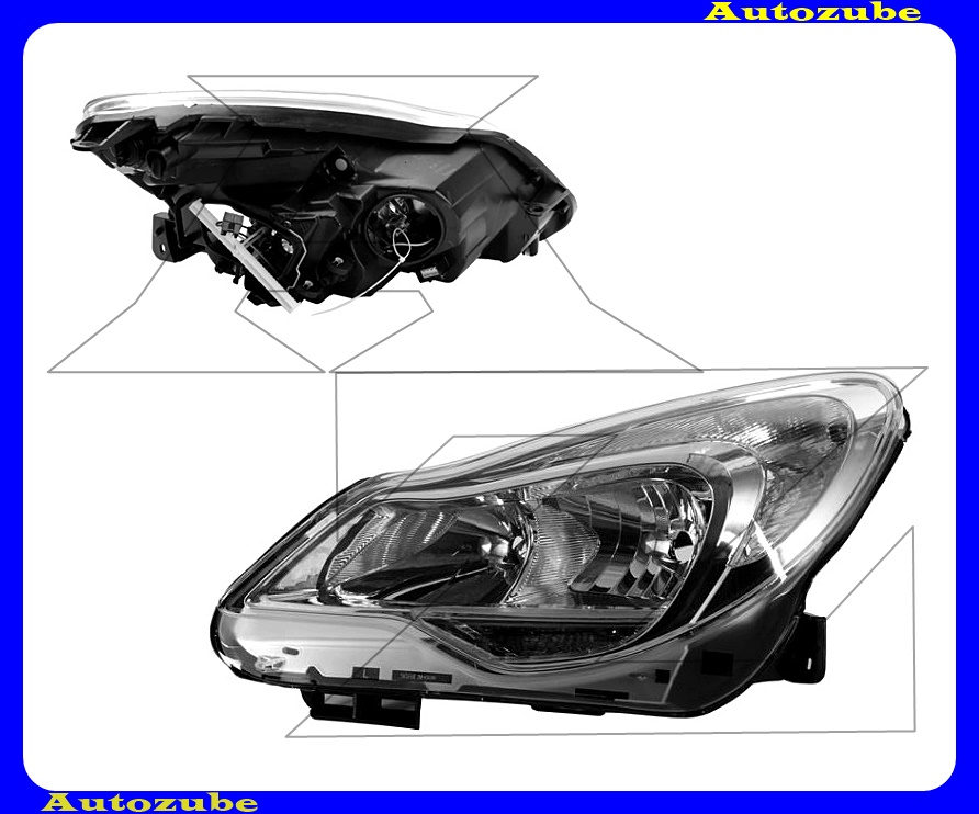 Fényszóró bal króm házas (H7/H1/PY24W) nappali fénnyel, motorral {TYC} Fényszóró bal króm házas (H7/H1/PY24W) nappali fénnyel, motorral {TYC}