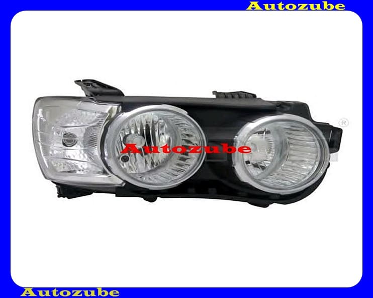 Fényszóró jobb króm kerettel (H7/H7) motorral  {TYC}