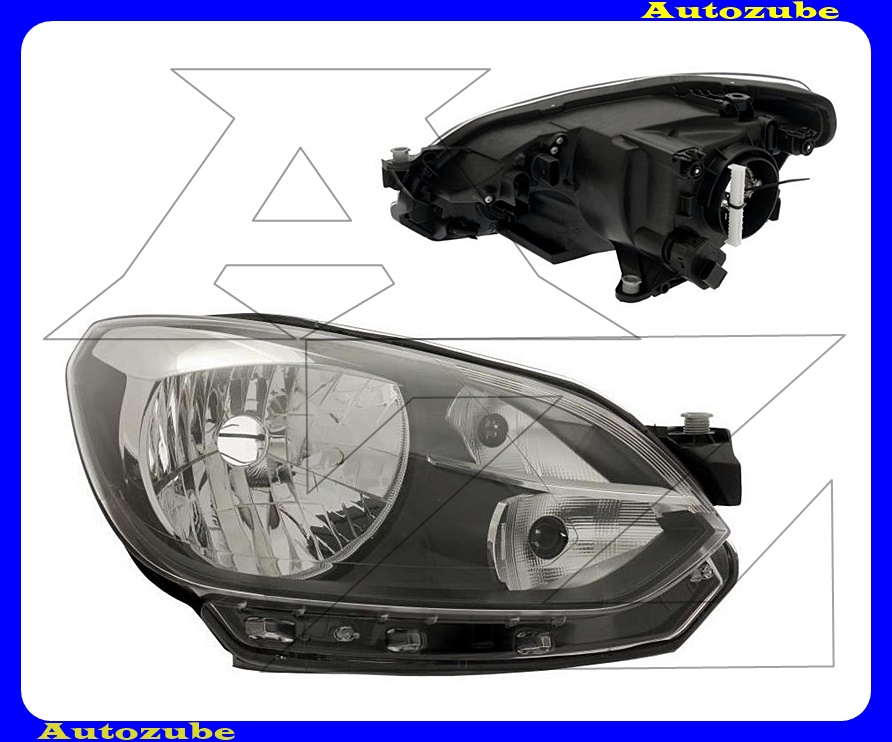 Fényszóró jobb (H4) fekete díszléccel, motorral {TYC} Fényszóró jobb (H4) fekete díszléccel, motorral {TYC}