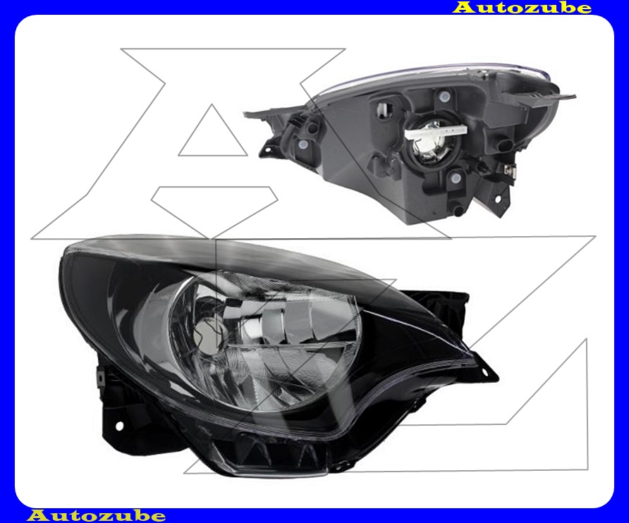 Fényszóró jobb fekete házas (H4) (motor nélkül) {TYC} Fényszóró jobb fekete házas (H4) (motor nélkül) {TYC}