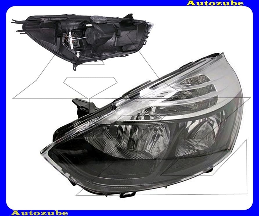 Fényszóró bal, fekete díszléccel (H7/H1) motorral {TYC} Fényszóró bal, fekete díszléccel (H7/H1) motorral {TYC}