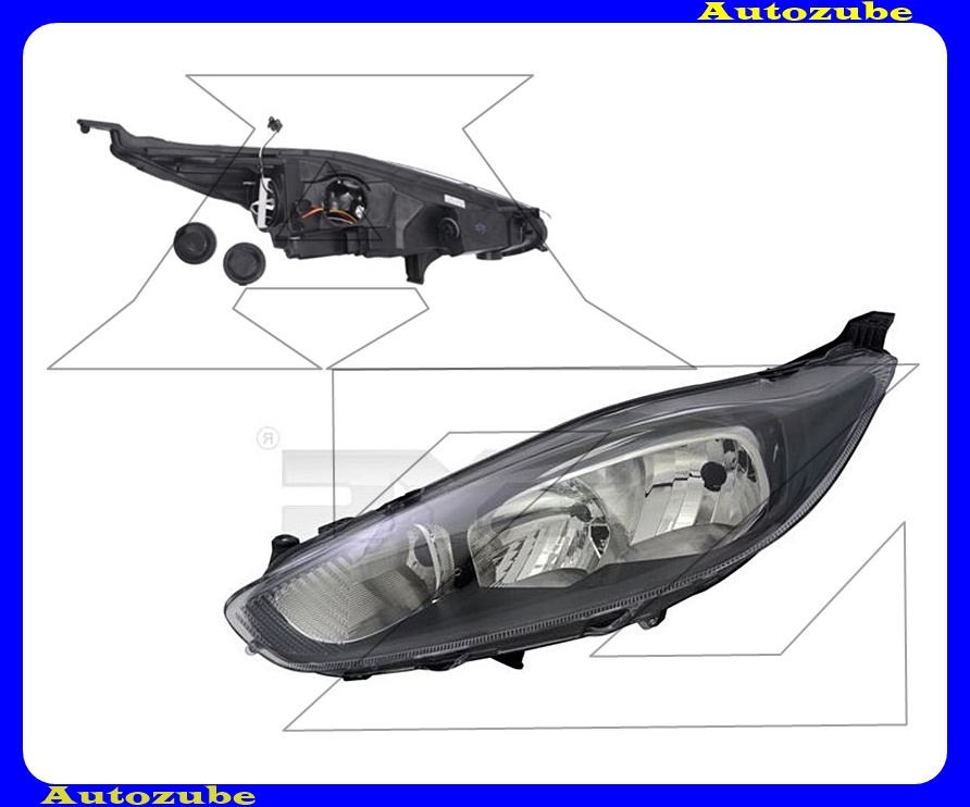 Fényszóró bal fekete házas (H7/H15/W5W/PY21W) motorral {TYC} Fényszóró bal fekete házas (H7/H15/W5W/PY21W) motorral {TYC}