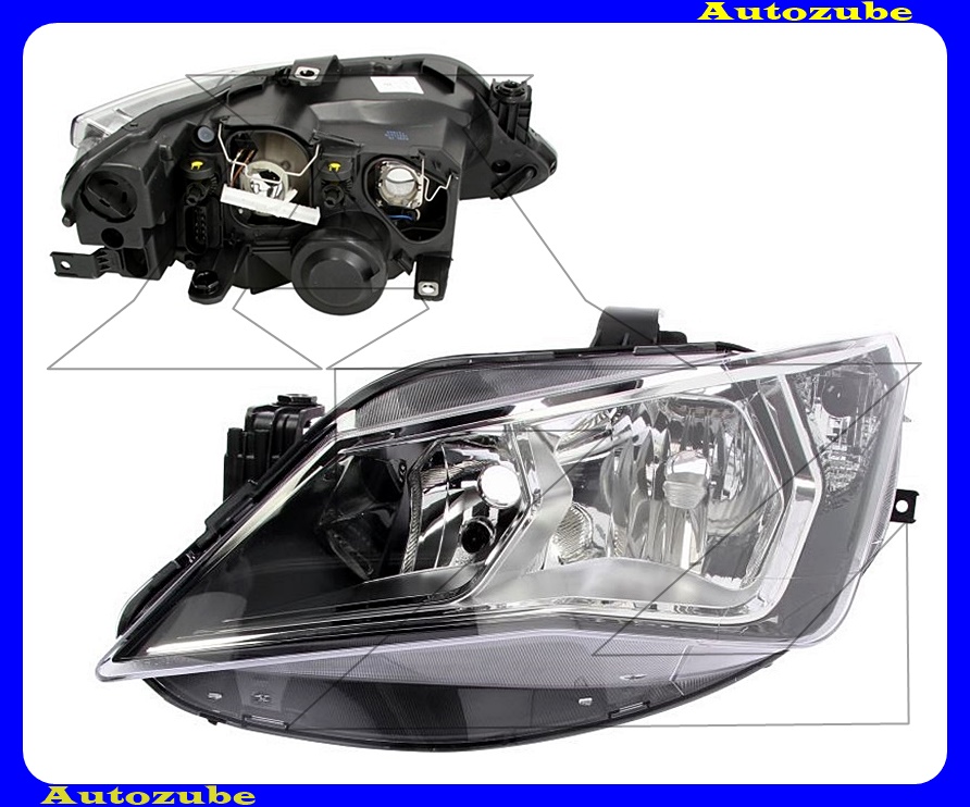 Fényszóró bal króm házas (H7/H7) (motor nélkül) {TYC} Fényszóró bal króm házas (H7/H7) (motor nélkül) {TYC}