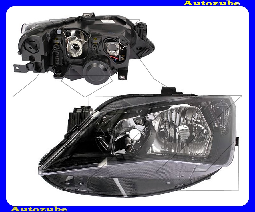 Fényszóró bal fekete házas (H7/H7) (motor nélkül) {TYC} Fényszóró bal fekete házas (H7/H7) (motor nélkül) {TYC}