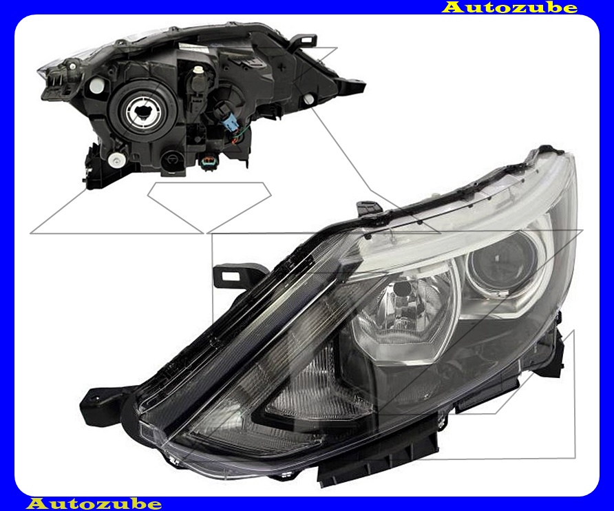 Fényszóró bal (H7/H11/LED) nappali fénnyel, motorral {TYC} Fényszóró bal (H7/H11/LED) nappali fénnyel, motorral {TYC}