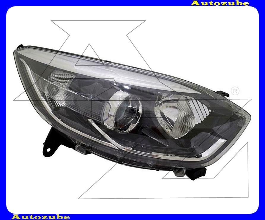 Fényszóró jobb (H1/H1) króm díszléccel, motorral {DEPO} Fényszóró jobb (H1/H1) króm díszléccel, motorral {DEPO}