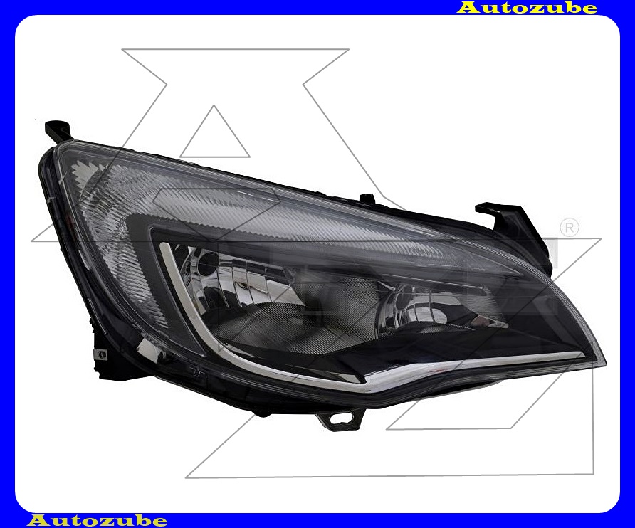 Fényszóró jobb (H7/H7/W21/5W) krómdíszléccel, nappali fénnyel, motorral Fényszóró jobb (H7/H7/W21/5W) krómdíszléccel, nappali fénnyel, motorral