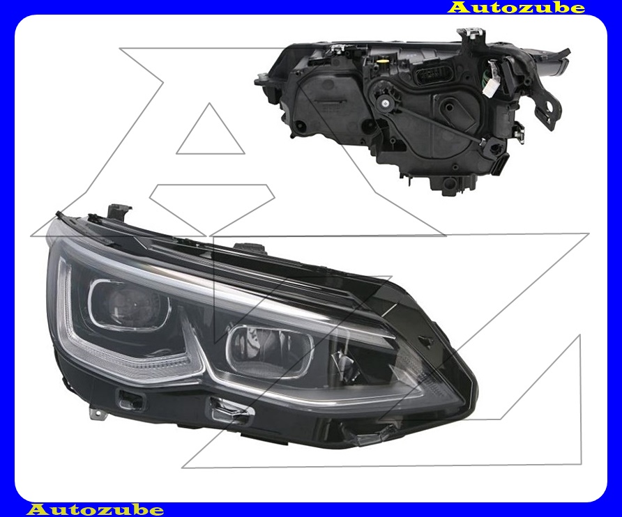 Fényszóró jobb (LED) króm díszcsíkkal, motorral {TYC} Fényszóró jobb (LED) króm díszcsíkkal, motorral {TYC}