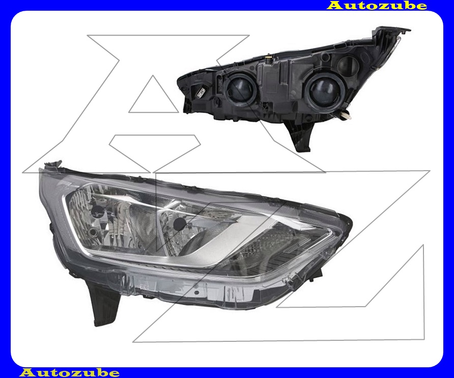 Fényszóró jobb (H7/H15/PW24W) króm betétes (motorral) {TYC} Fényszóró jobb (H7/H15/PW24W) króm betétes (motorral) {TYC}