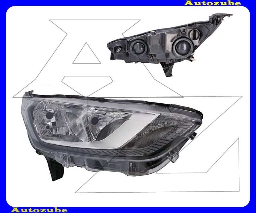 Fényszóró jobb (H7/H15/PW24W) fekete betétes (motorral) {DEPO} Fényszóró jobb (H7/H15/PW24W) fekete betétes (motorral) {DEPO}