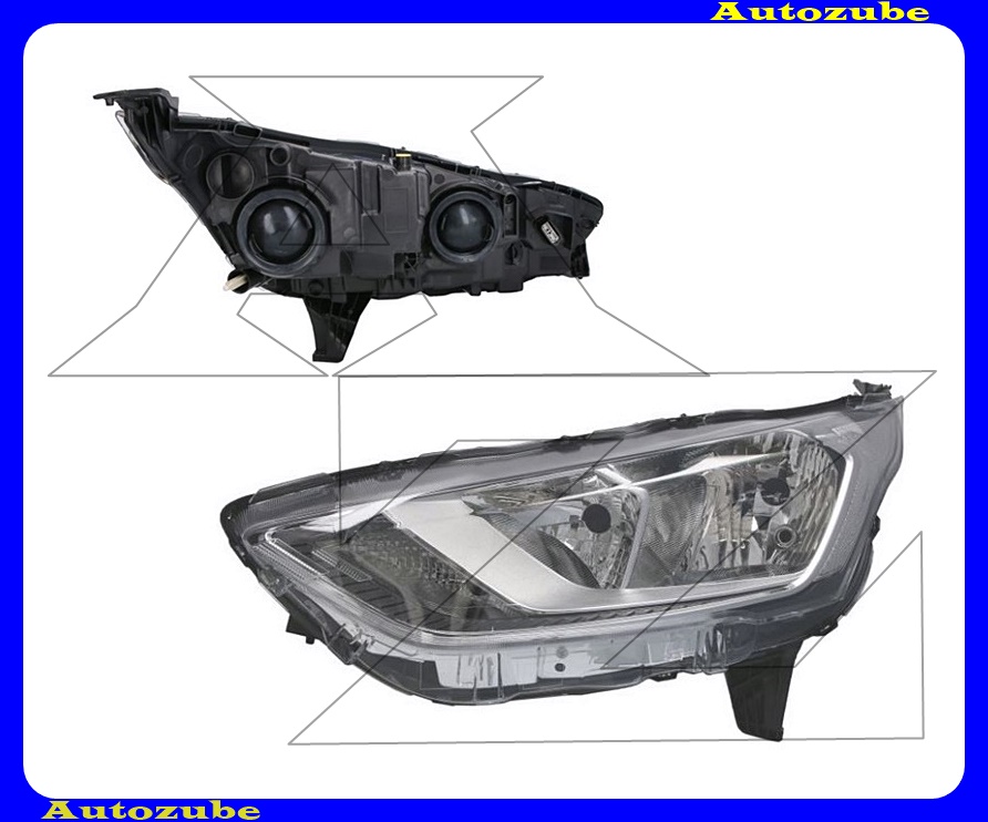 Fényszóró bal (H7/H15/PW24W) króm betétes (motorral) {TYC} Fényszóró bal (H7/H15/PW24W) króm betétes (motorral) {TYC}