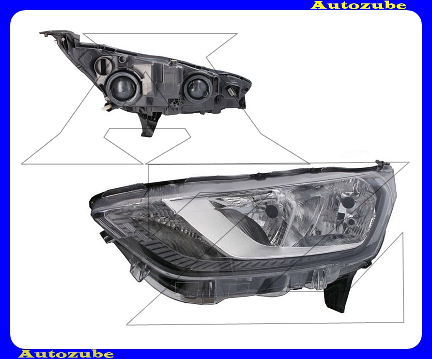 Fényszóró bal (H7/H15/PW24W) fekete betétes (motorral) {DEPO} Fényszóró bal (H7/H15/PW24W) fekete betétes (motorral) {DEPO}