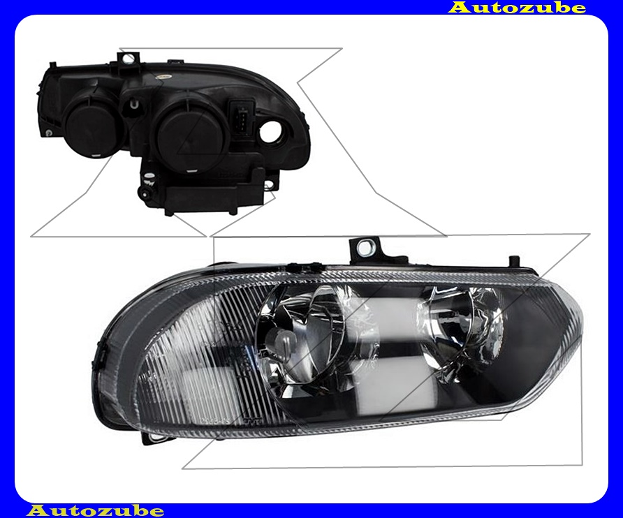Fényszóró jobb (H7/H1) fekete házas (motor nélkül) {TYC} Fényszóró jobb (H7/H1) fekete házas (motor nélkül) {TYC}