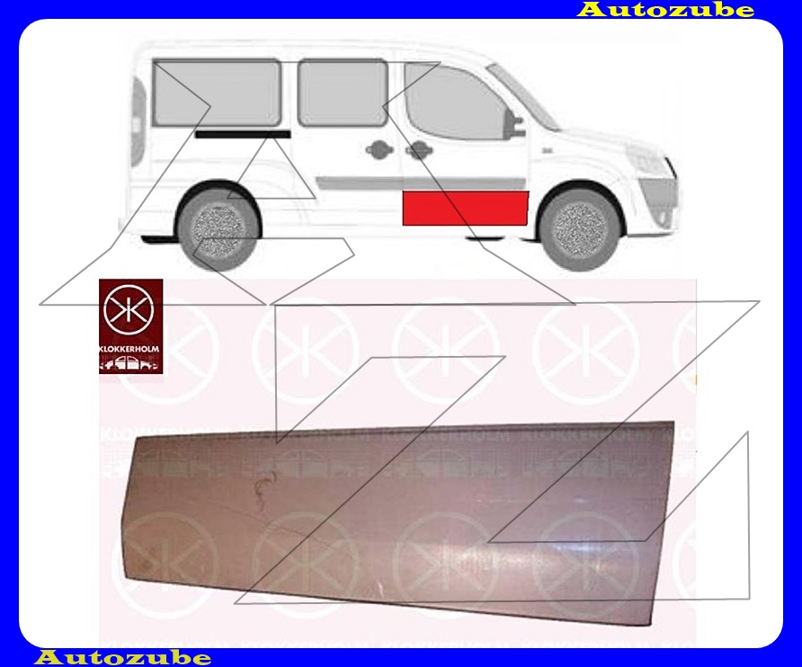 Ajtóborítás bal első alsó rész (külső javítólemez) {KLOKKERHOLM} Ajtóborítás bal első alsó rész (külső javítólemez) {KLOKKERHOLM}