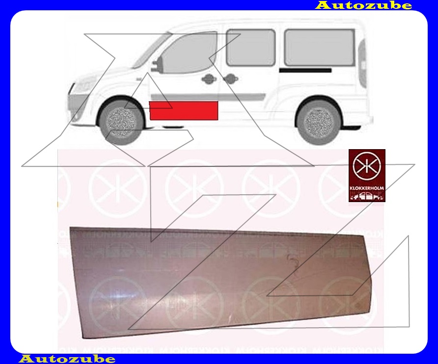 Ajtóborítás jobb első alsó rész (külső javítólemez) {KLOKKERHOLM} Ajtóborítás jobb első alsó rész (külső javítólemez) {KLOKKERHOLM}