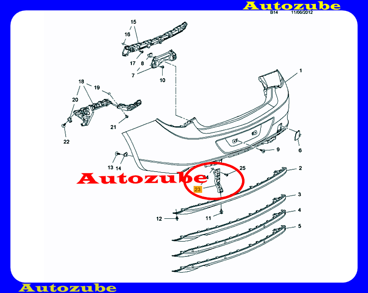 Hátsó lökhárító tartó bal alsó Hátsó lökhárító tartó bal alsó