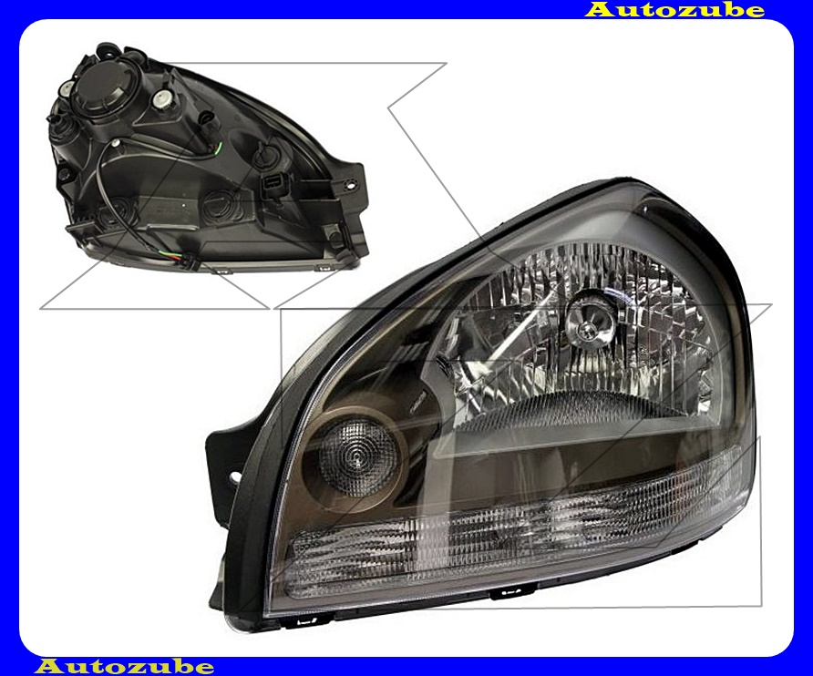 Fényszóró bal (H4) szürke házas (motor nélkül)  {DEPO}