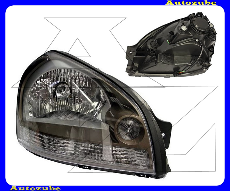 Fényszóró jobb (H4) szürke házas (motor nélkül)  {DEPO}