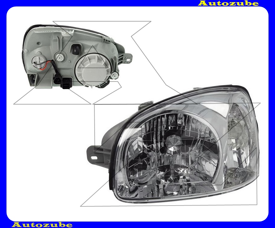 Fényszóró bal (H4) szürke házas manuális {DEPO} Fényszóró bal (H4) szürke házas manuális {DEPO}