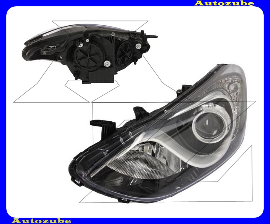 Fényszóró bal (H7/H7) króm házas motorral {DEPO} Fényszóró bal (H7/H7) króm házas motorral {DEPO}