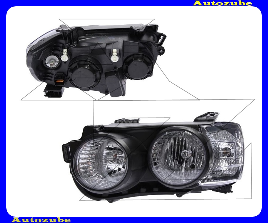 Fényszóró bal fekete kerettel (H7/H7) motorral  {DEPO}