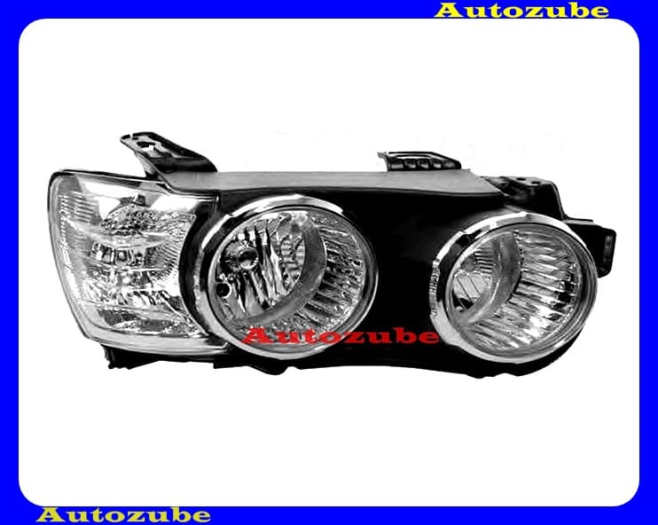 Fényszóró jobb króm kerettel (H7/H7) motorral  {DEPO}