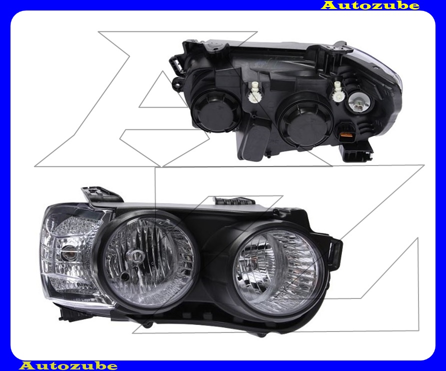 Fényszóró jobb fekete kerettel (H7/H7) motorral  {DEPO}