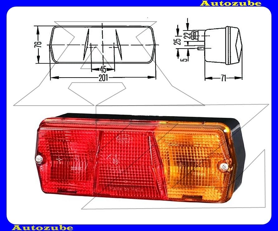 Hátsó lámpa jobb, helyzetjelző és irányjelző lámpa 201x76mm (foglalattal) {HELLA} /RENDELÉSRE/ Hátsó lámpa jobb, helyzetjelző és irányjelző lámpa 201x76mm (foglalattal) {HELLA} /RENDELÉSRE/