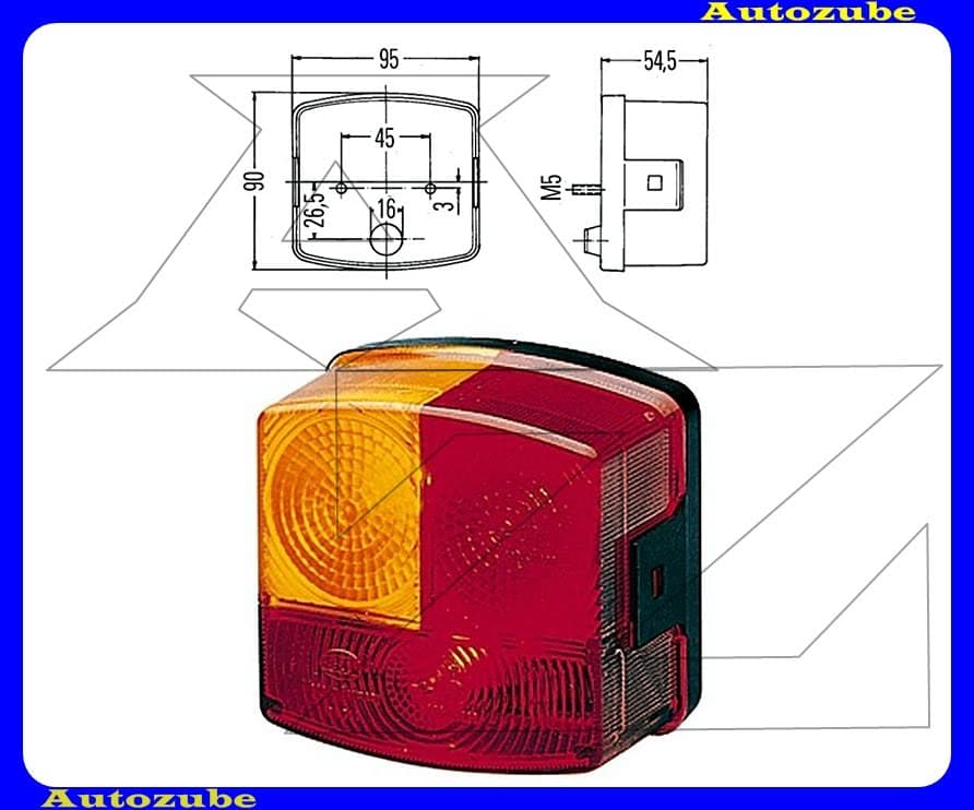 Hátsó lámpa bal helyzetjelző és irányjelző lámpa 95x90mm (foglalattal) {HELLA}  /RENDELÉSRE/