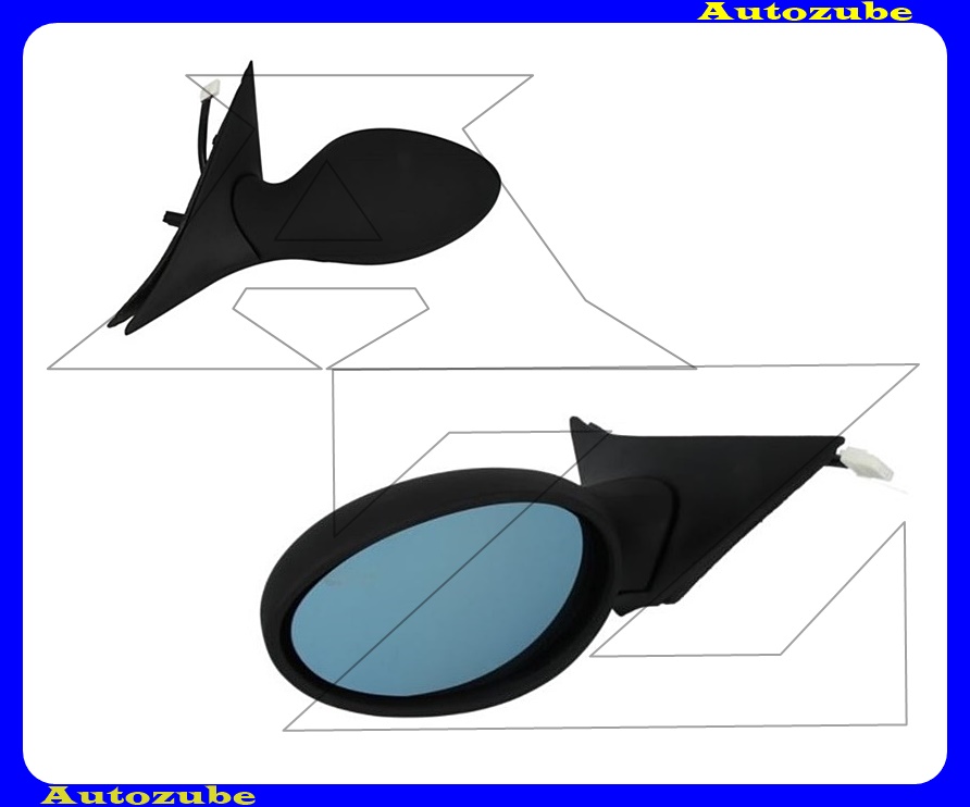 Visszapillantó tükör bal, elektromos, fűthető-domború tükörlappal, fekete borítással Visszapillantó tükör bal, elektromos, fűthető-domború tükörlappal, fekete borítással