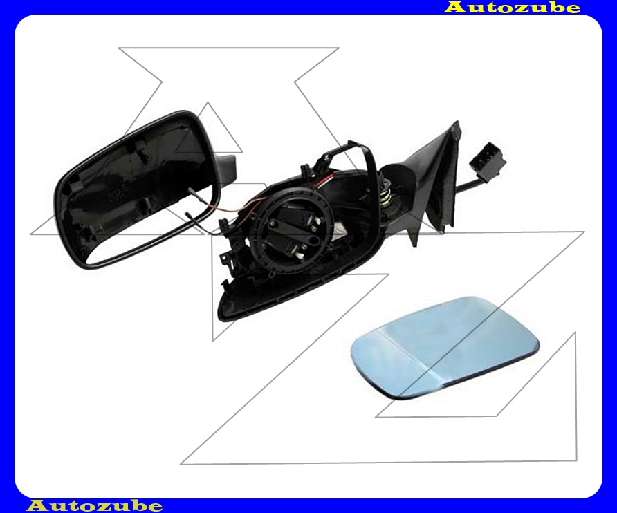 Visszapillantó tükör bal, elektromos, fűthető-aszférikus-kék tükörlappal, fekete borítással Visszapillantó tükör bal, elektromos, fűthető-aszférikus-kék tükörlappal, fekete borítással