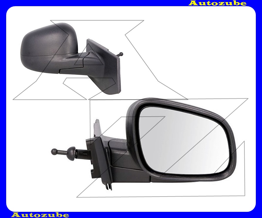 Visszapillantó tükör jobb, manuális, domború tükörlappal, fekete borítással Visszapillantó tükör jobb, manuális, domború tükörlappal, fekete borítással