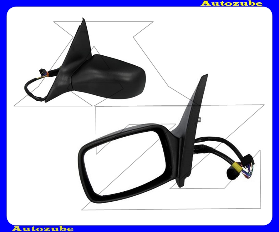 Visszapillantó tükör bal, elektromos, fűthető-domború tükörlappal, fekete borítással Visszapillantó tükör bal, elektromos, fűthető-domború tükörlappal, fekete borítással