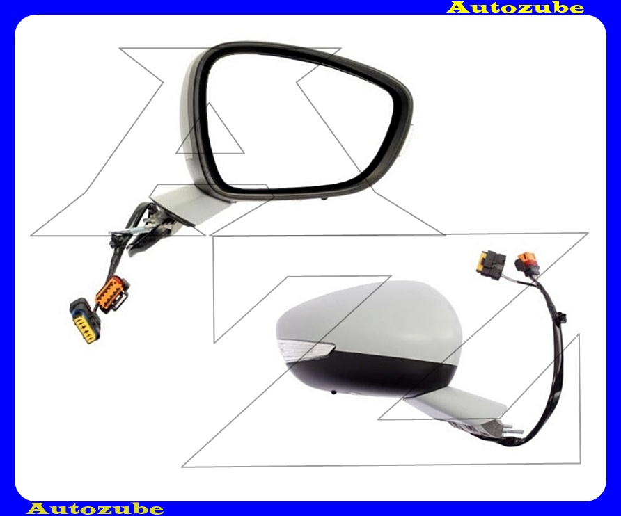 Visszapillantó tükör jobb, elektromosan behajló, fűthető-domború tükörlappal, hőmérős, fényezhető borítással, irányjelzővel /12PIN/ Visszapillantó tükör jobb, elektromosan behajló, fűthető-domború tükörlappal, hőmérős, fényezhető borítással, irányjelzővel /12PIN/