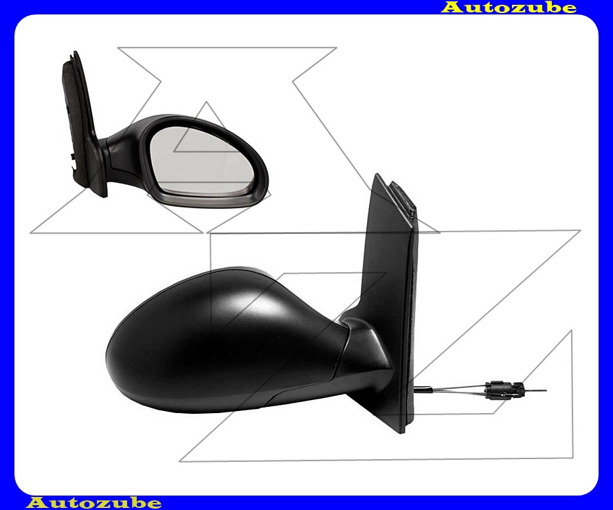 Visszapillantó tükör jobb, manuális, domború tükörlappal, fekete borítással Visszapillantó tükör jobb, manuális, domború tükörlappal, fekete borítással