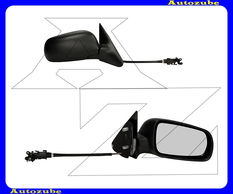 Visszapillantó tükör jobb, manuális, domború tükörlappal, fekete borítással Visszapillantó tükör jobb, manuális, domború tükörlappal, fekete borítással