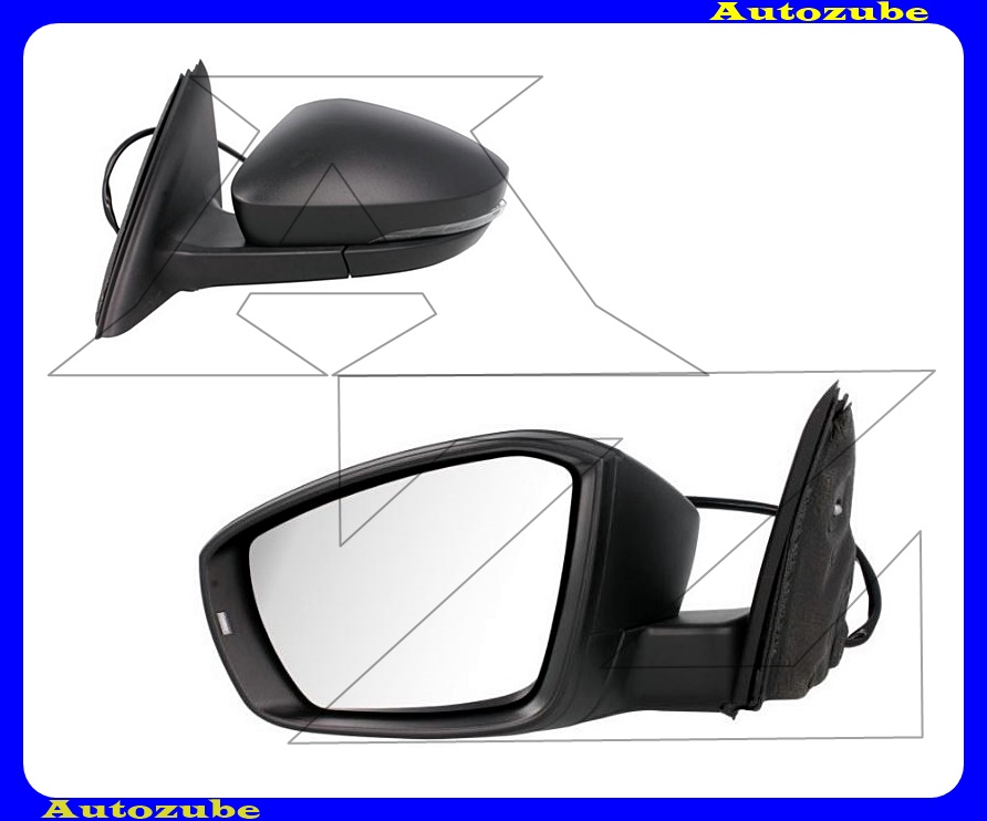 Visszapillantó tükör bal, elektromos, fűthető-aszférikus tükörlappal, fekete borítással, irányjelzővel Visszapillantó tükör bal, elektromos, fűthető-aszférikus tükörlappal, fekete borítással, irányjelzővel