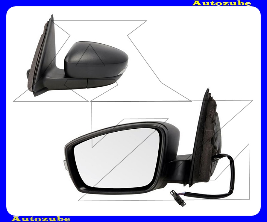 Visszapillantó tükör bal, elektromos, fűthető-domború tükörlappal, fekete borítással, irányjelzővel Visszapillantó tükör bal, elektromos, fűthető-domború tükörlappal, fekete borítással, irányjelzővel