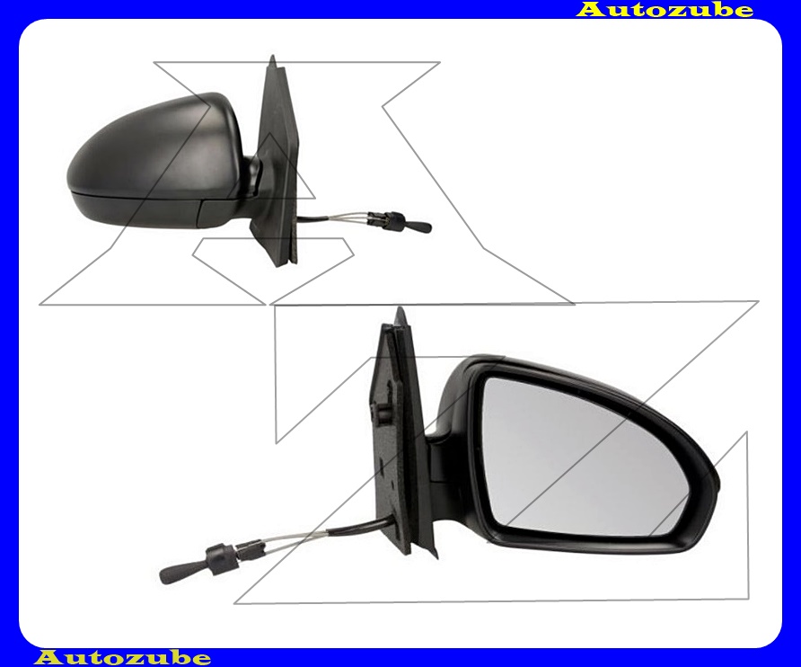 Visszapillantó tükör jobb, manuális, domború tükörlappal, fekete borítással Visszapillantó tükör jobb, manuális, domború tükörlappal, fekete borítással