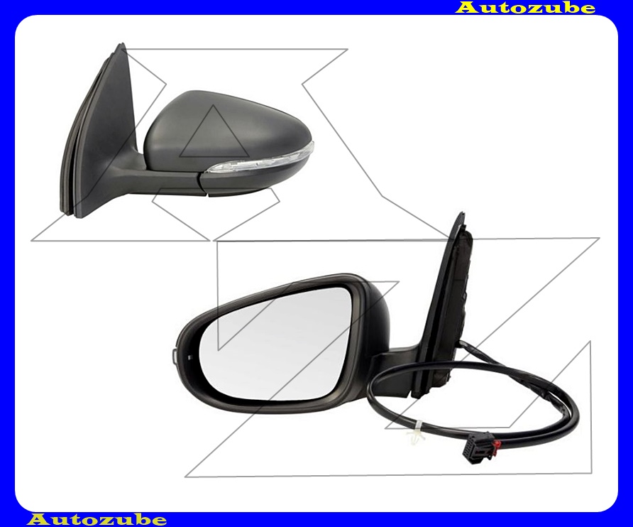 Visszapillantó tükör bal, elektromos, fűthető-aszférikus tükörlappal, fekete borítással, irányjelzővel Visszapillantó tükör bal, elektromos, fűthető-aszférikus tükörlappal, fekete borítással, irányjelzővel