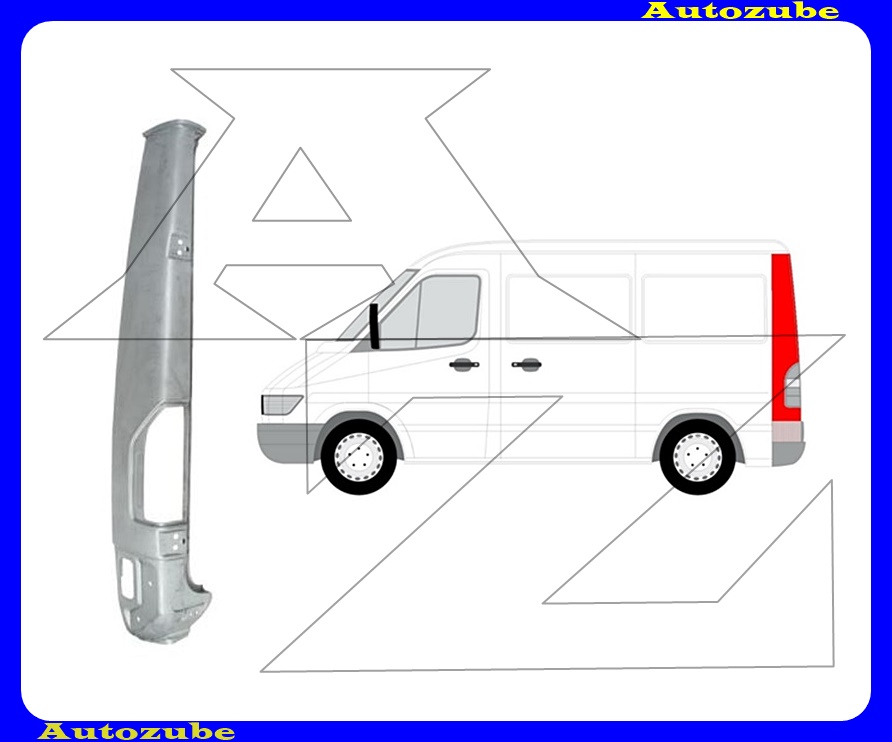 Hátsó saroklemez bal, lámpa hellyel (1850mm) (külső javítólemez) {KLOKKERHOLM} Hátsó saroklemez bal, lámpa hellyel (1850mm) (külső javítólemez) {KLOKKERHOLM}