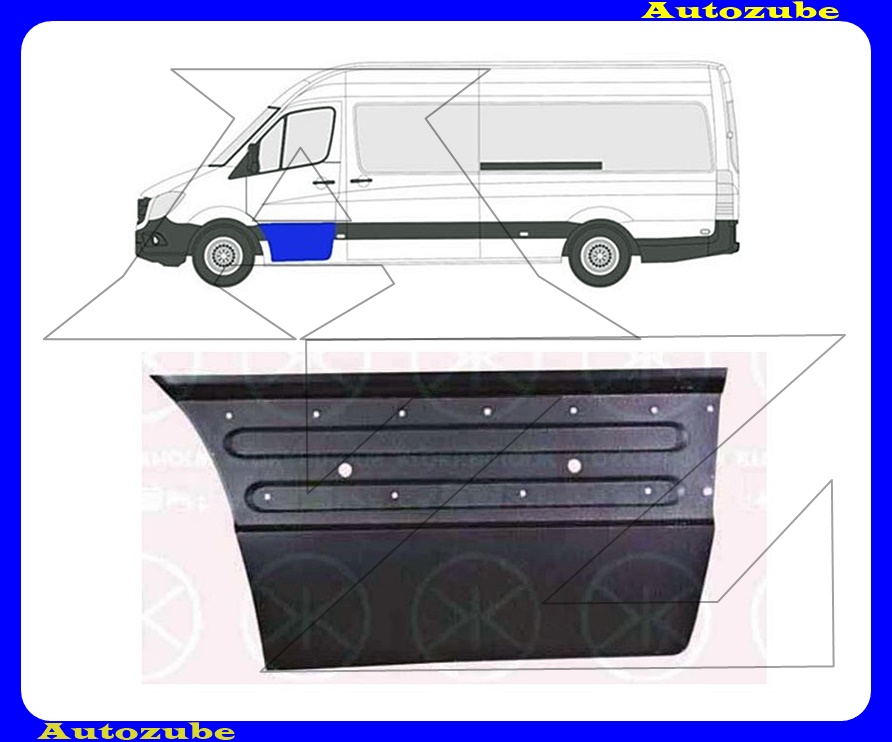 Ajtóborítás bal első alsó rész (47cm) (külső javítólemez) {KLOKKERHOLM} Ajtóborítás bal első alsó rész (47cm) (külső javítólemez) {KLOKKERHOLM}