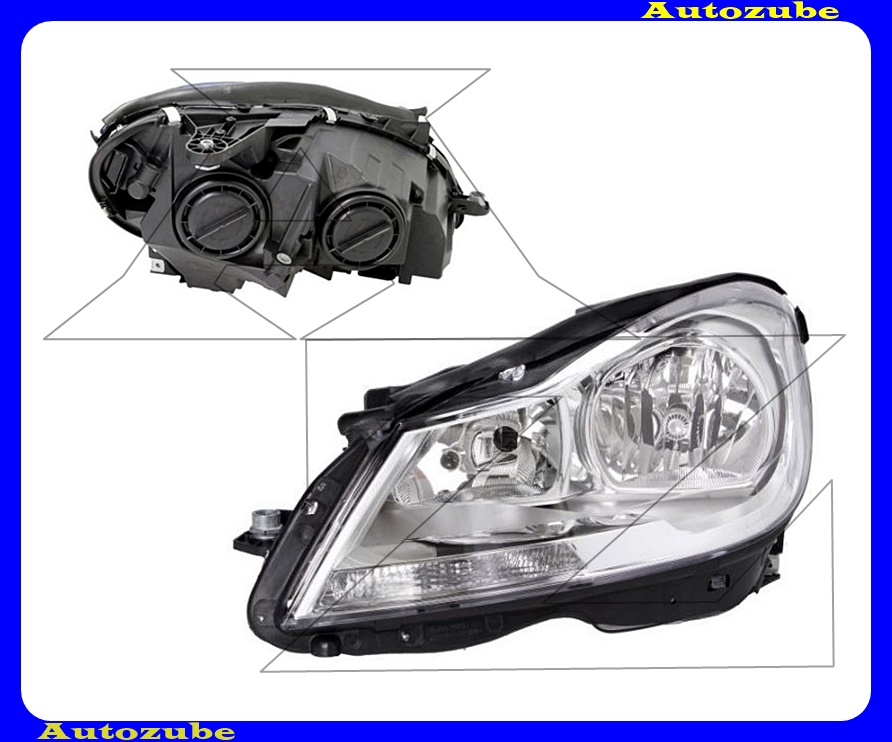 Fényszóró bal króm házas (H7/H7) motorral {DEPO} Fényszóró bal króm házas (H7/H7) motorral {DEPO}