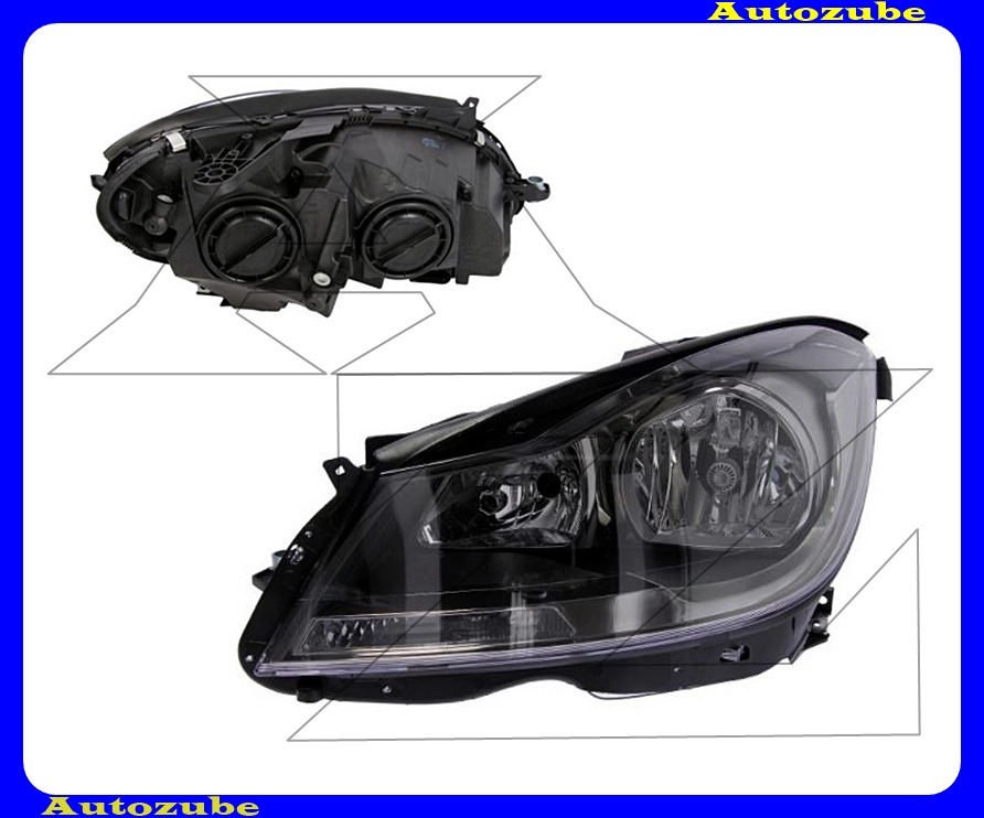 Fényszóró bal fekete házas (H7/H7) motorral {DEPO} Fényszóró bal fekete házas (H7/H7) motorral {DEPO}