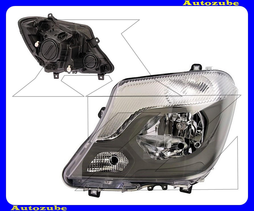 Fényszóró bal fekete házas (2xH7/W21W) nappali fénnyel, motorral {DEPO} Fényszóró bal fekete házas (2xH7/W21W) nappali fénnyel, motorral {DEPO}