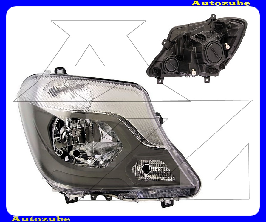 Fényszóró jobb fekete házas (2xH7/W21W) nappali fénnyel, motorral {DEPO} Fényszóró jobb fekete házas (2xH7/W21W) nappali fénnyel, motorral {DEPO}