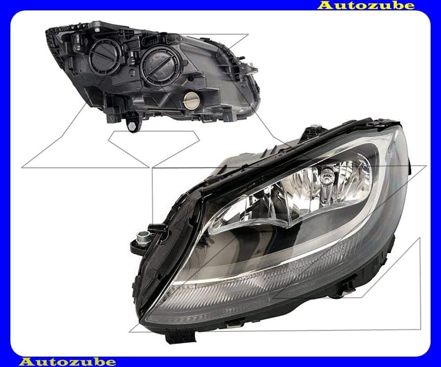 Fényszóró bal fekete házas (2xH7/LED) nappali fénnyel, motorral {DEPO} Fényszóró bal fekete házas (2xH7/LED) nappali fénnyel, motorral {DEPO}